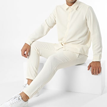 Frilivin - Conjunto de camisa de manga larga y pantalón de chándal crudo