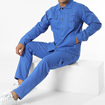 Frilivin - Conjunto de sobrecamisa y pantalón azul real