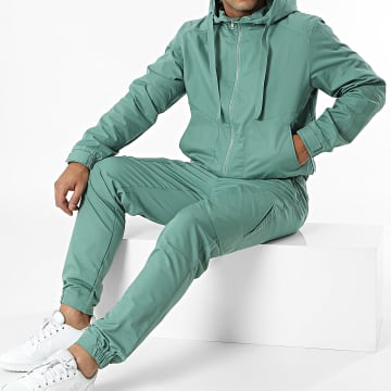 Frilivin - Conjunto de chaqueta con capucha y cremallera y pantalón cargo verde