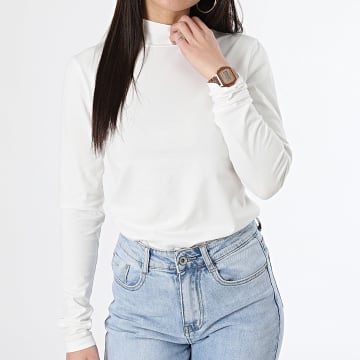 Only - Tee Shirt Manches Longues Femme Ava Blanc