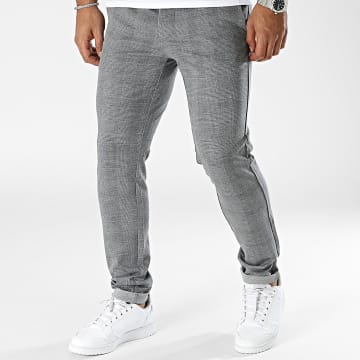  Only And Sons - Pantalon A Carreaux Mark Gris Anthracite Chiné
