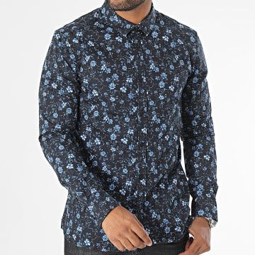 Teddy Smith - Chemise Manches Longues Axel Bleu Marine Floral