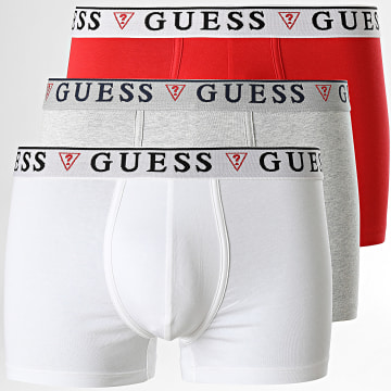 Guess - Set De 3 Boxers U97G01 Blanco Rojo Gris Brezo