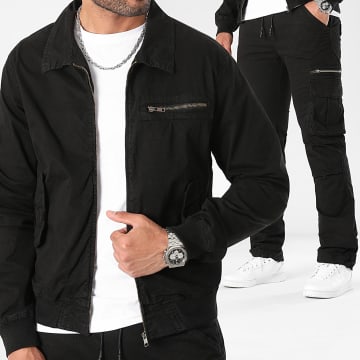 LBO - Set di giacca con zip e pantaloni cargo 0438 nero