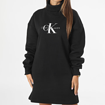 Calvin Klein - Vestido de jersey de cuello alto negro 2362 para mujer