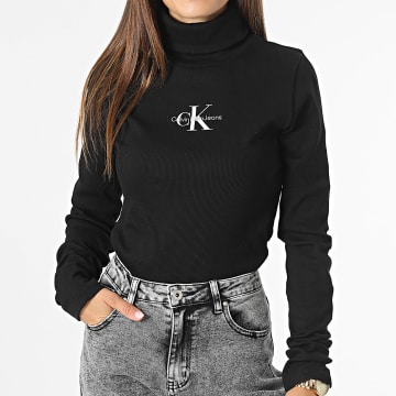  Calvin Klein - Tee Shirt Col Roulé Manches Longues Femme 2024 Noir