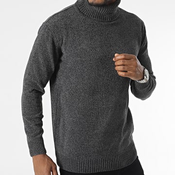 Classic Series - Pull Col Roulé Gris Anthracite Chiné