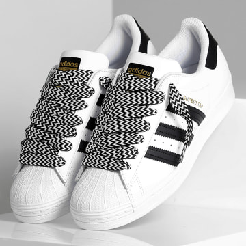 Adidas Originals Baskets Superstar EG4958 Footwear White Core Black x Superlaced Gros Lacet Noir Blanc LaBoutiqueOfficielle