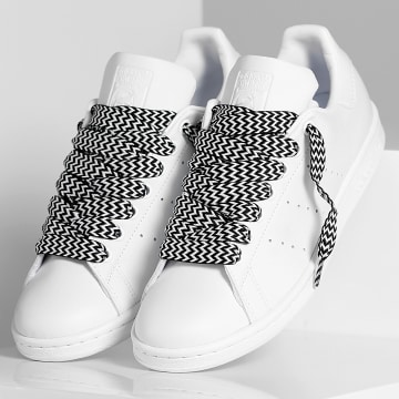  adidas - Baskets Stan Smith FX5500 Footwear White x Superlaced Gros Lacet Noir Blanc