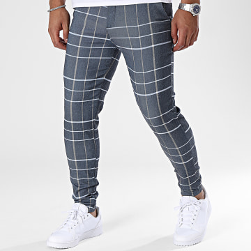  Frilivin - Pantalon A Carreaux Bleu Marine Chiné