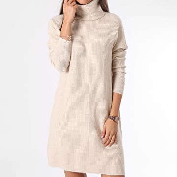  Only - Robe Pull Col Roulé Femme Jana Beige