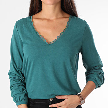  Only - Top Manches Longues Col V Femme Lava Vert