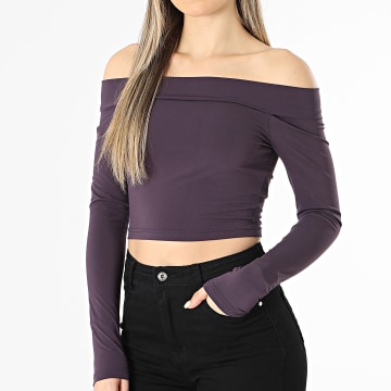 Only - Top Manches Longues Crop Femme Fano Violet