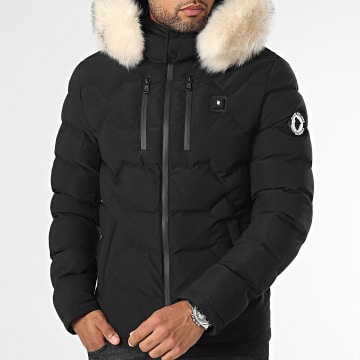 Comme Des Loups - Doudoune Chauffante Capuche Fourrure Val D'Isere Premium Noir Blanc