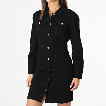 Girls Outfit - Robe Jean Manches Longues Femme Noir