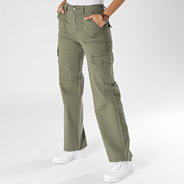 Girls Outfit - Pantaloni Cargo Donna Flare Verde Khaki