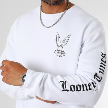  Looney Tunes - Sweat Crewneck Sleeves Angry Bugs Bunny Blanc