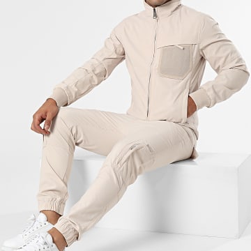 Zelys Paris - Conjunto de chaqueta y pantalón Cargo beige