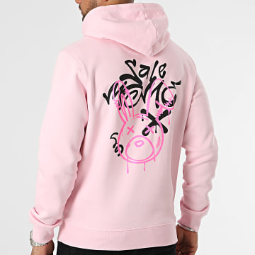 Sale Môme Paris - Felpa con cappuccio con testa di coniglio graffiti rosa