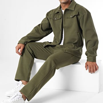 Aarhon - Conjunto de chaqueta y pantalón verde caqui