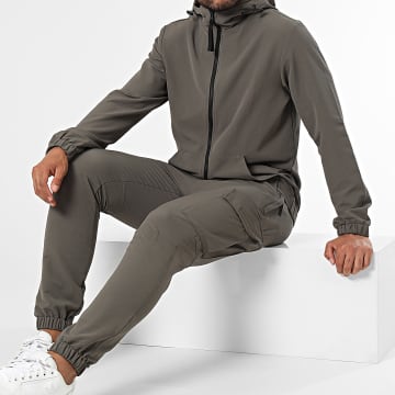 Classic Series - Conjunto de chaqueta con cremallera y capucha y pantalón cargo gris marengo