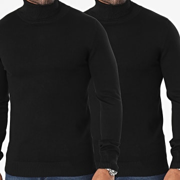 Frilivin - Lote de 2 jerséis negros de cuello alto