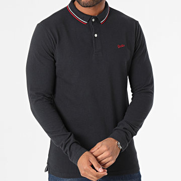 Superdry - Polo Manches Longues Vintage Tipped Bleu Marine