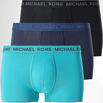  Michael Kors - Lot De 3 Boxers Supima 6F31T10773 Noir Bleu Marine Turquoise