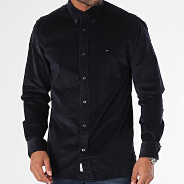 Tommy Hilfiger - Flex Solid Corduroy 2931 Camisa azul marino de manga larga