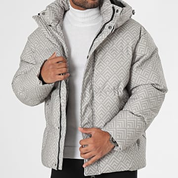 Frilivin - Abrigo con capucha gris beige