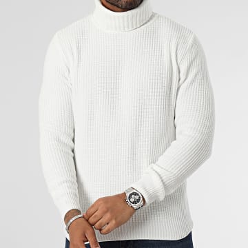 John H - Pull Col Roulé Blanc