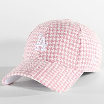  New Era - Casquette Femme 9Forty Houndstooth Los Angeles Dodgers Rose Blanc