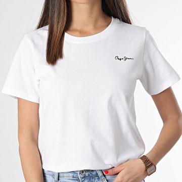 Pepe Jeans - Tee Shirt Femme Bertha PL505588 Blanc