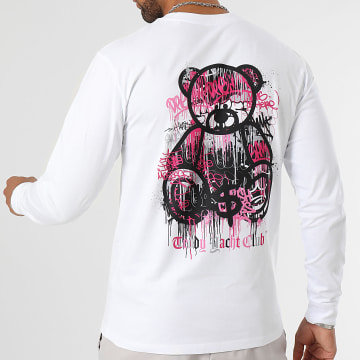 Teddy Yacht Club - Tee Shirt Manches Longues Art Series Dripping Pink Blanc