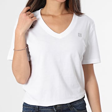 Calvin Klein - Tee Shirt Col V Femme 2560 Blanc