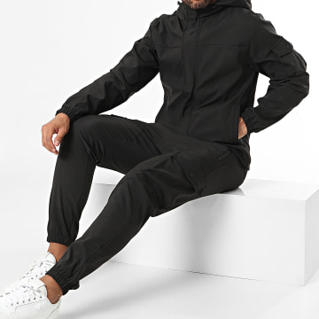 Classic Series - Conjunto de chaqueta negra con capucha y cremallera y pantalón cargo
