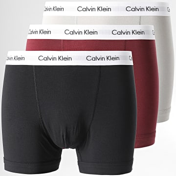 Calvin Klein - Juego De 3 Boxers U2662G Negro Beige Burdeos