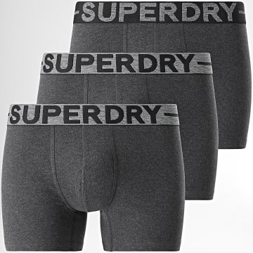 Superdry - Set di 3 boxer classici grigio carbone