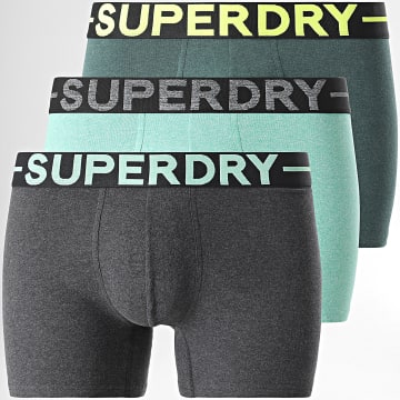 Superdry - Set di 3 boxer classici verde carbone