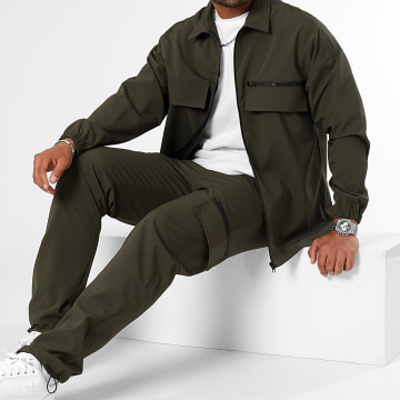 LBO - Conjunto de chaqueta con cremallera y pantalón cargo verde caqui 0283 0287
