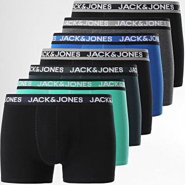 Jack And Jones - Set di 7 boxer Adrian Nero Blu Reale Verde