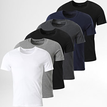 BOSS - Lote de 6 camisetas clásicas 50475284 Negro Blanco Gris Heather