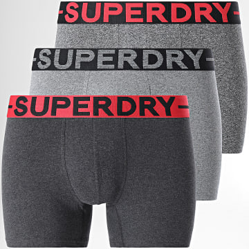 Superdry - Set di 3 boxer classici grigio screziato