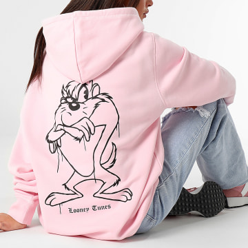 Looney Tunes - Sudadera con capucha Angry Taz Rosa para mujer
