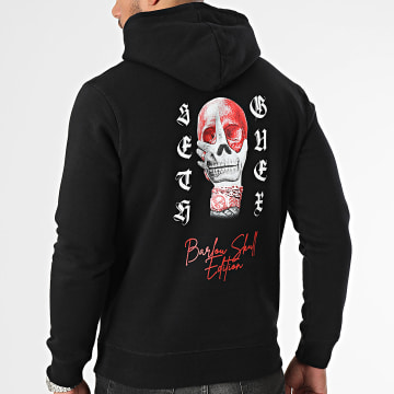 Seth Gueko - Sudadera con capucha Barlou Skull Edition Negro Rojo