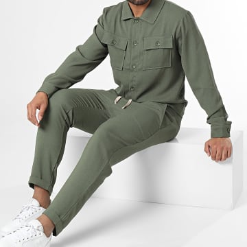 Frilivin - Set camicia e pantaloni a maniche lunghe verde kaki
