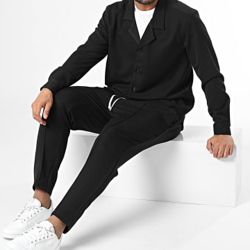 Frilivin - Conjunto negro de camisa de manga larga y pantalón
