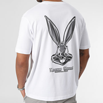 Looney Tunes - Tee Shirt Oversize Large Angry Bugs Bunny Chrome Blanc
