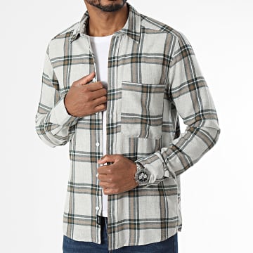 Only And Sons - Chemise Manches Longues A Carreaux Stone Life Gris Chiné