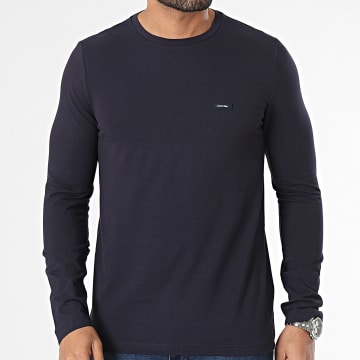 Calvin Klein - Tee Shirt Slim Stretch a maniche lunghe 2725 blu navy